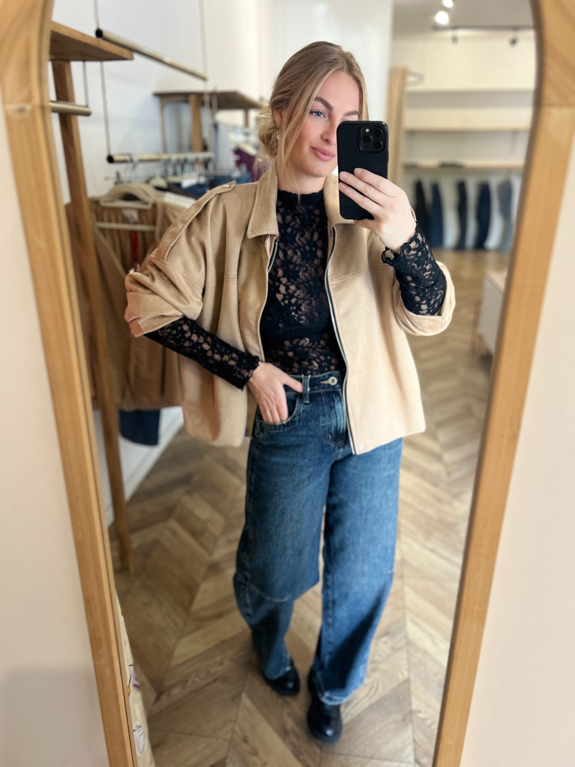 LINA BEIGE- VESTE SUÉDINE