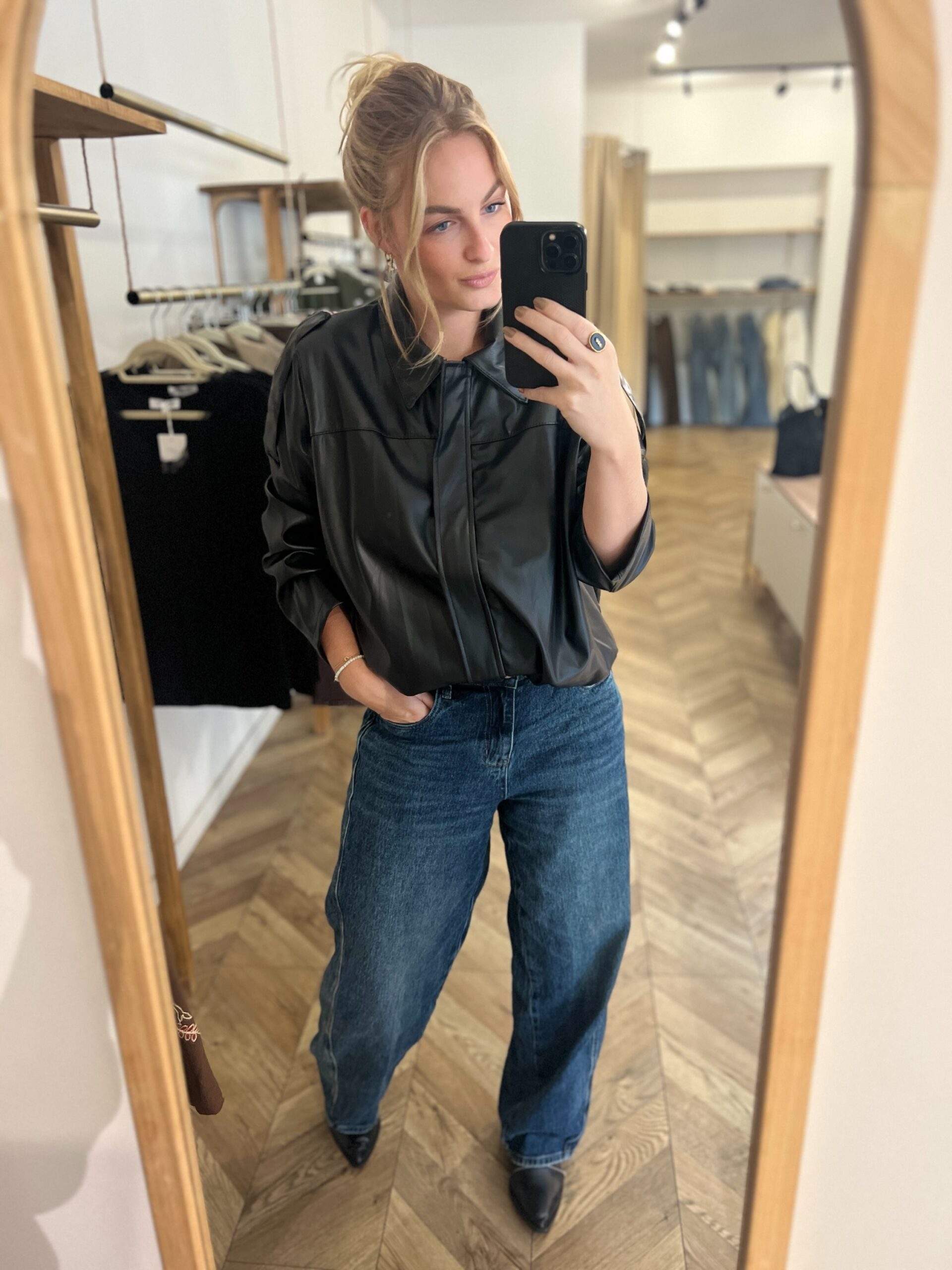 CHARLIE NOIR – VESTE SIMILI CUIR